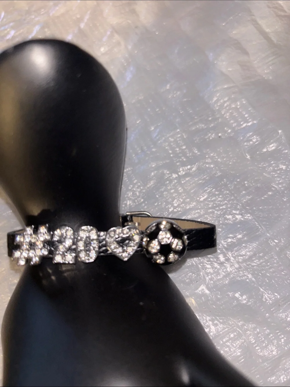 Black Rhinestone Accent Bracelet with Clear Stones